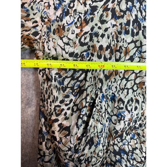 Vintage EVR Silk Animal Print Green Brown Bomber Jacket - Medium - Picture 6 of 7